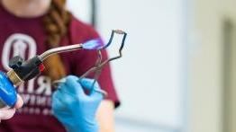 Trinity biochemistry student working in a lab